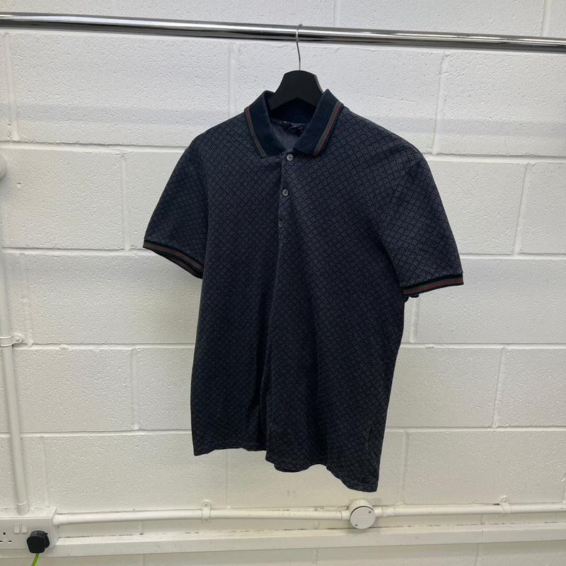 Men's Web Collar Polo Shirt Grey Size M