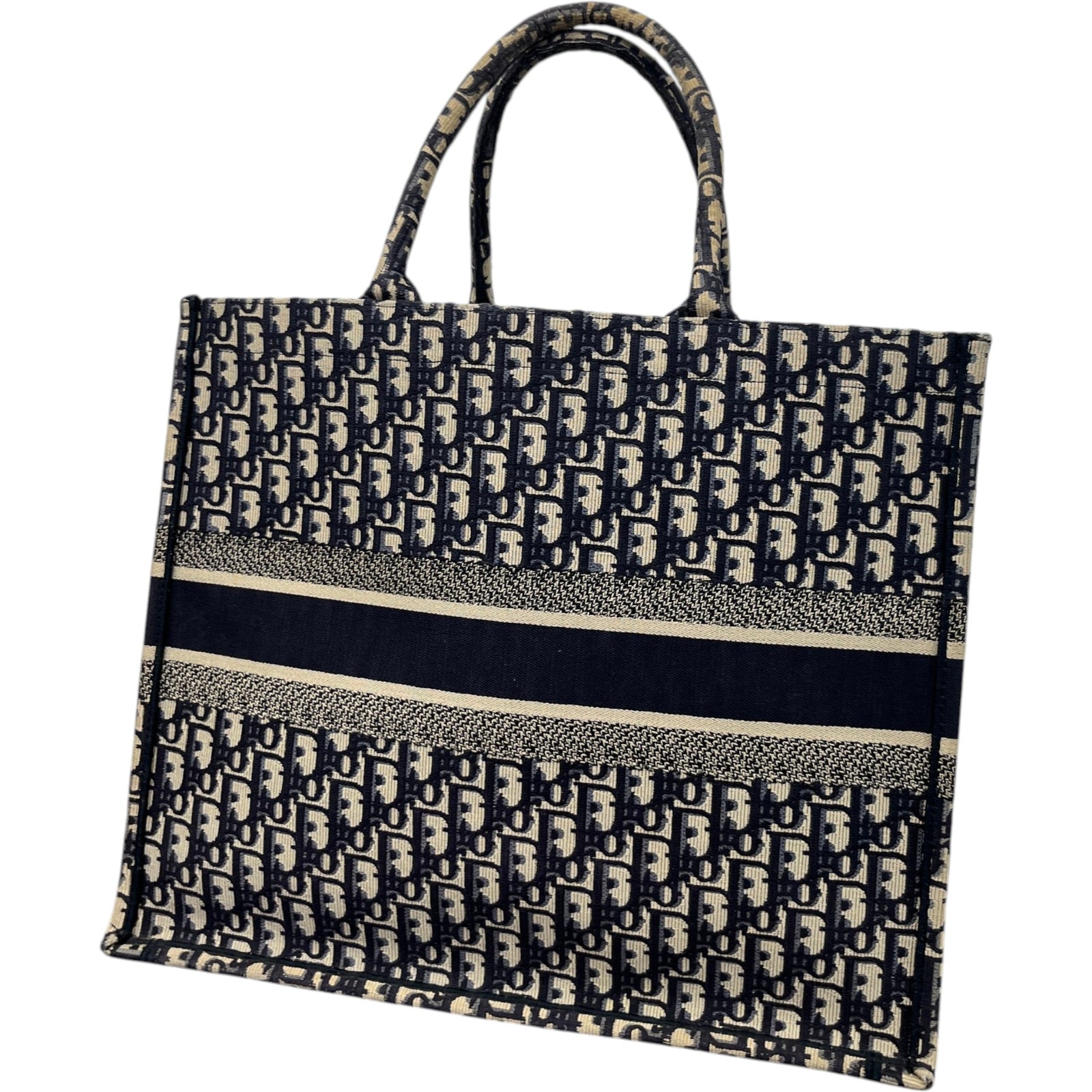 Women's Oblique Large Book Tote Handbag Navy - Photo 8