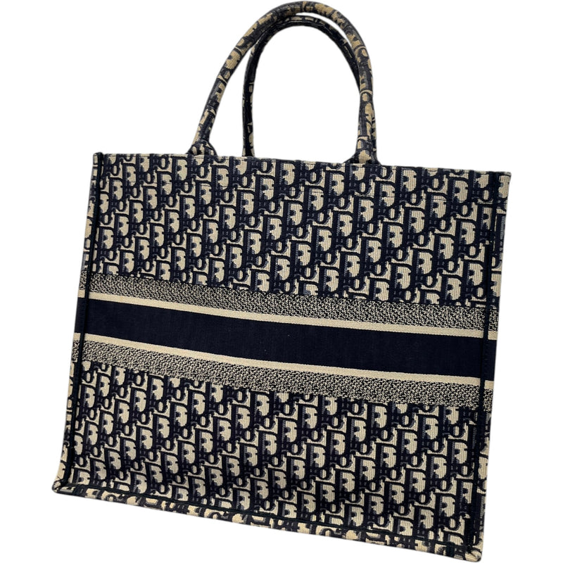 Women's Oblique Large Book Tote Handbag Navy