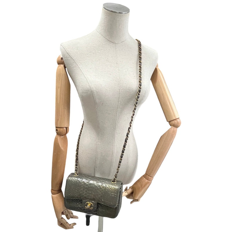 Women's Python Classic Flap Bag Grey