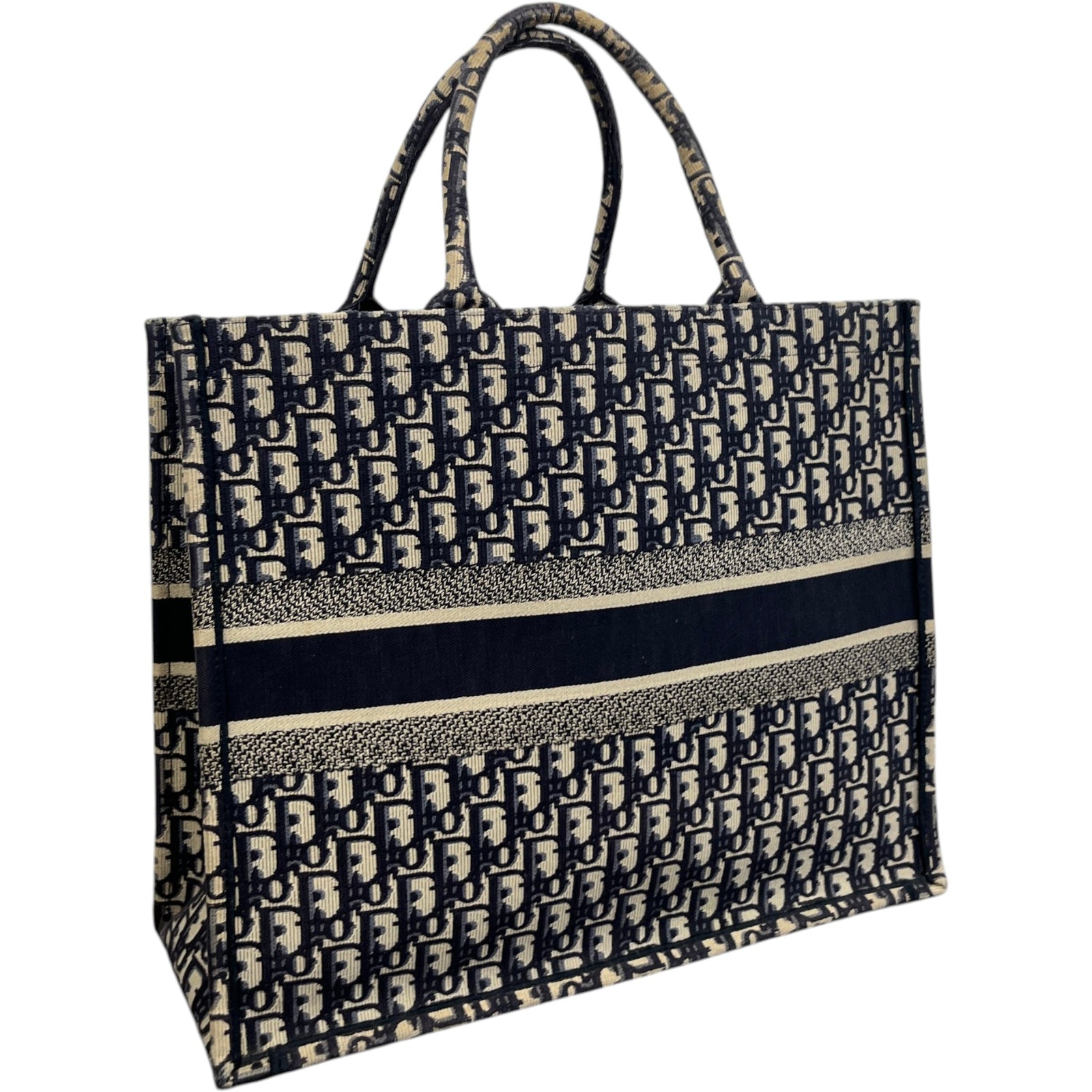 Women's Oblique Large Book Tote Handbag Navy - Photo 9