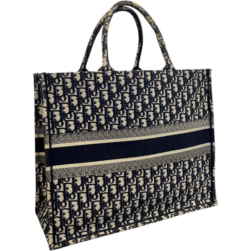 Women's Oblique Large Book Tote Handbag Navy
