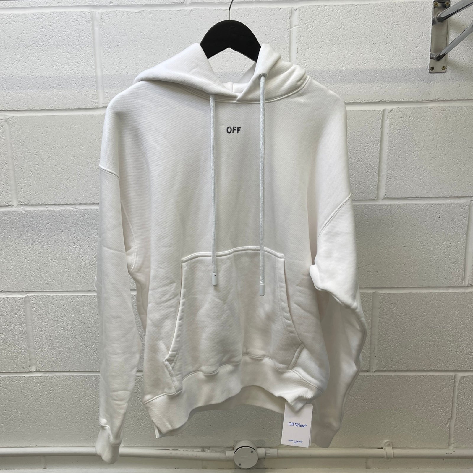 Men's Logo Print Hoodie White Size S - Photo 9