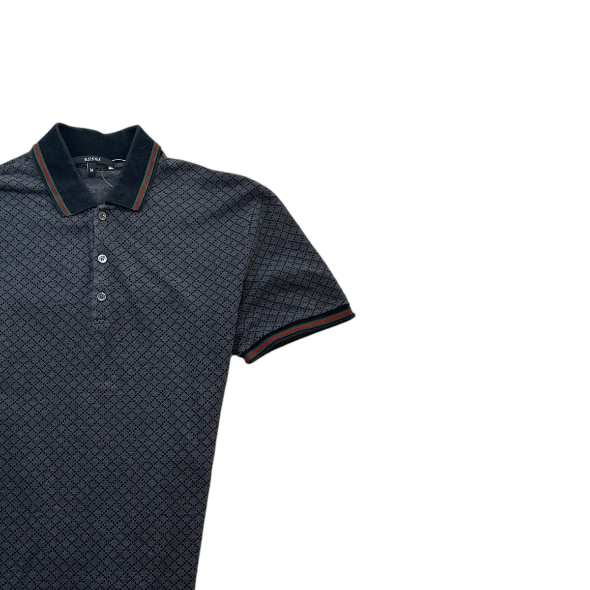 Men's Web Collar Polo Shirt Grey Size M - Photo 3