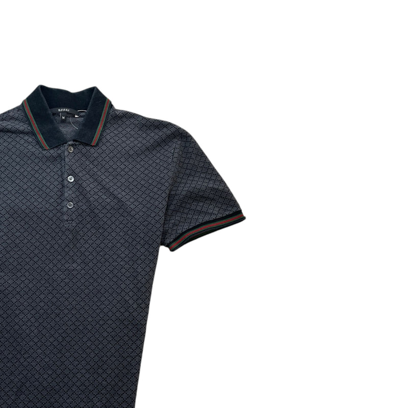 Men's Web Collar Polo Shirt Grey Size M