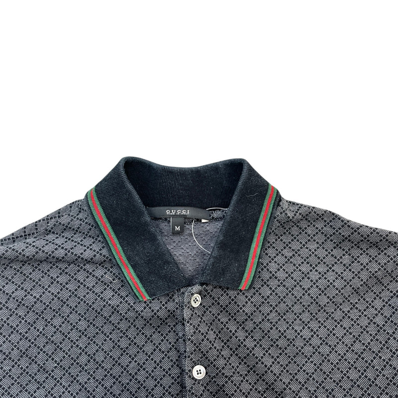 Men's Web Collar Polo Shirt Grey Size M