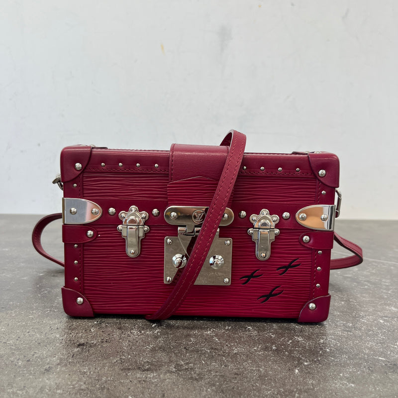 Women's Fuchsia Epi Petite Malle Trunk Bag Burgundy