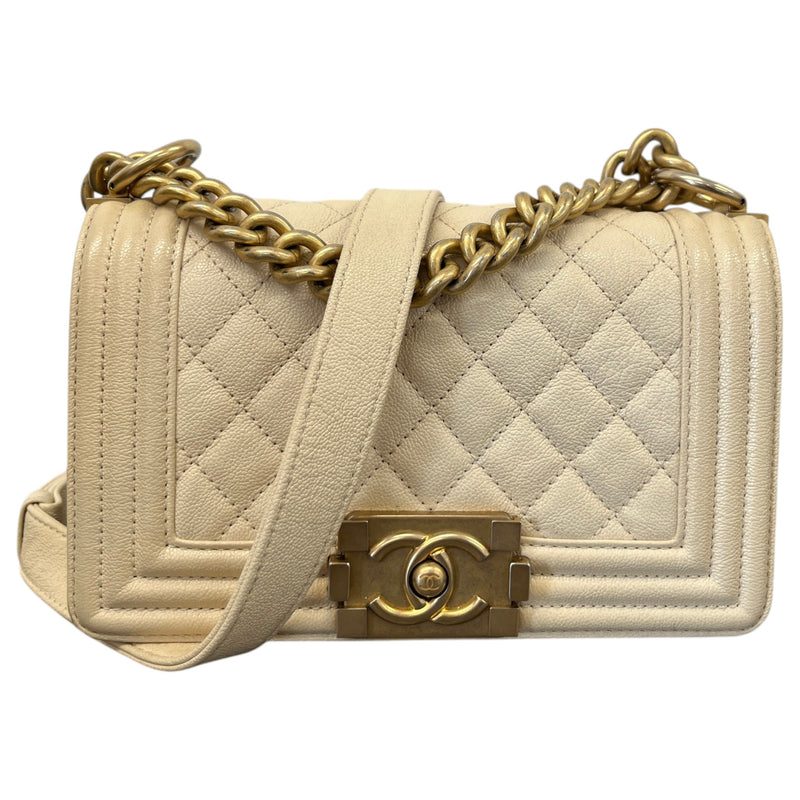 Women's Small Boy Caviar Handbag Cream