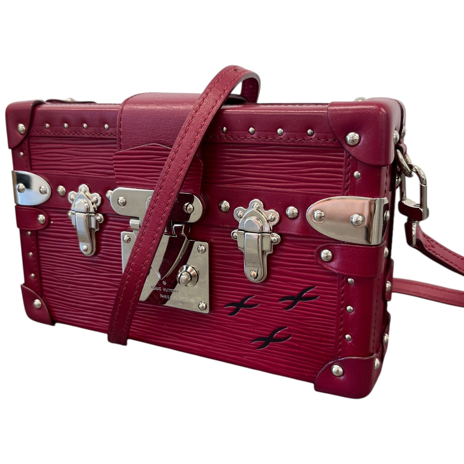 Women's Fuchsia Epi Petite Malle Trunk Bag Burgundy - Photo 5