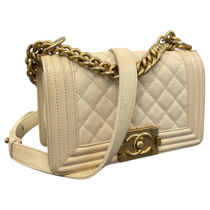 Women's Small Boy Caviar Handbag Cream