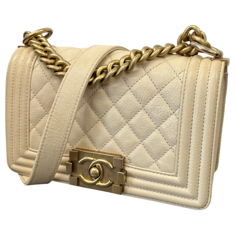 Women's Small Boy Caviar Handbag Cream