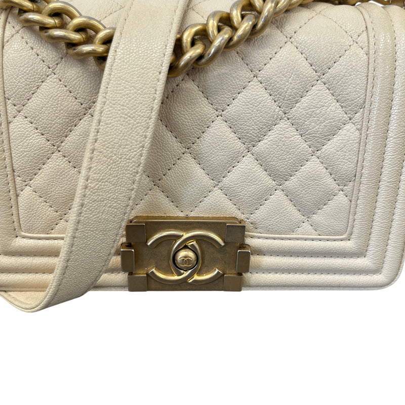 Women's Small Boy Caviar Handbag Cream