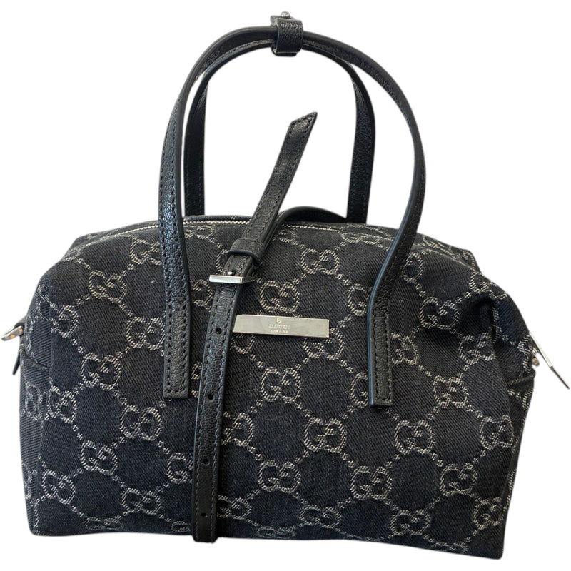 Women's GG Denim Small Boston Handbag Black