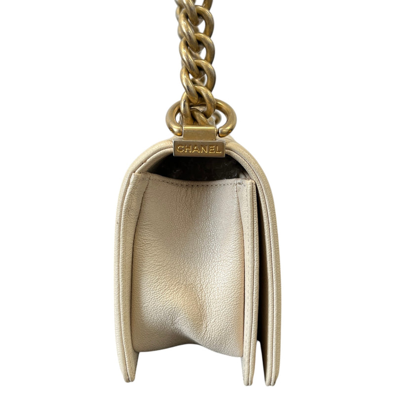 Women's Small Boy Caviar Handbag Cream