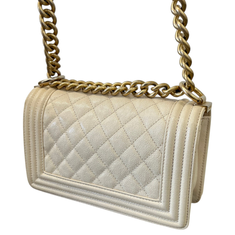 Women's Small Boy Caviar Handbag Cream