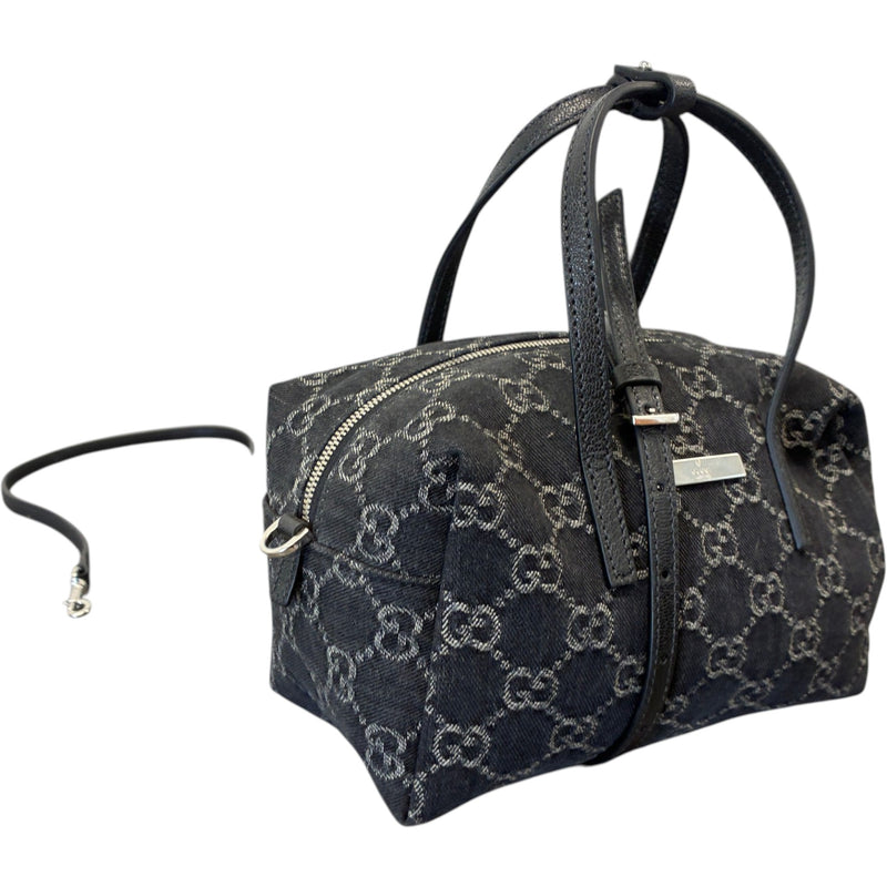 Women's GG Denim Small Boston Handbag Black