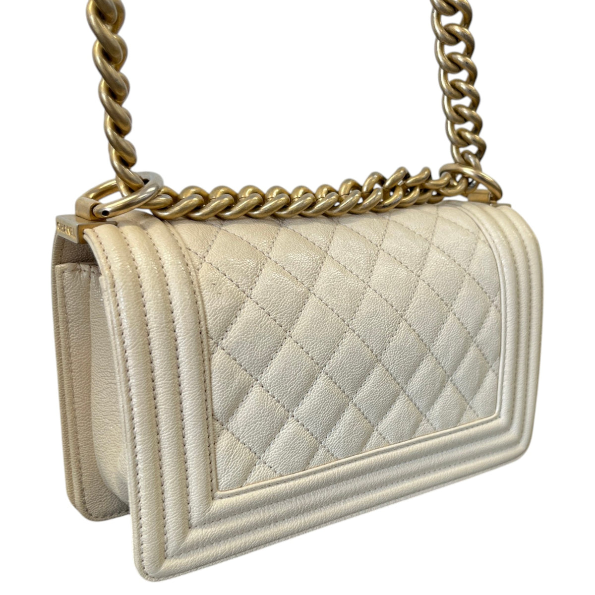 Women's Small Boy Caviar Handbag Cream - Photo 9