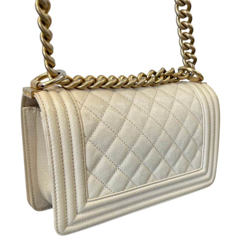 Women's Small Boy Caviar Handbag Cream
