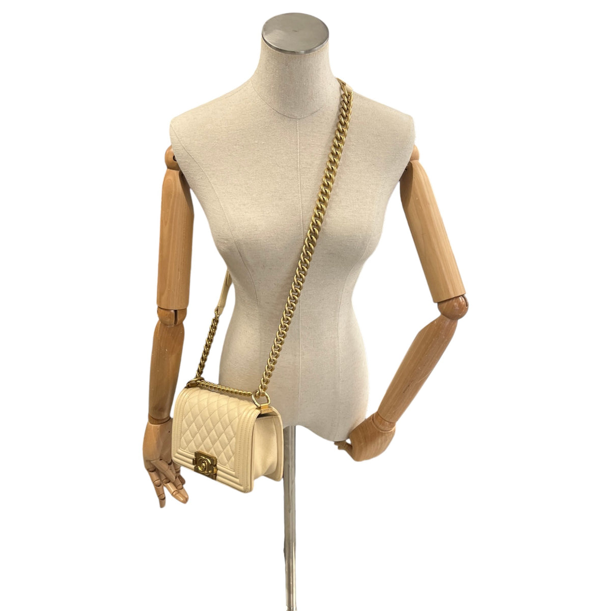 Women's Small Boy Caviar Handbag Cream - Photo 2