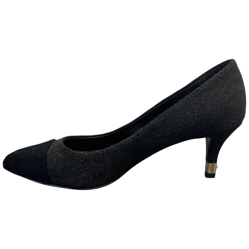 Women's Cap Toe Kitten Heels Black Size EU 36 / UK 3