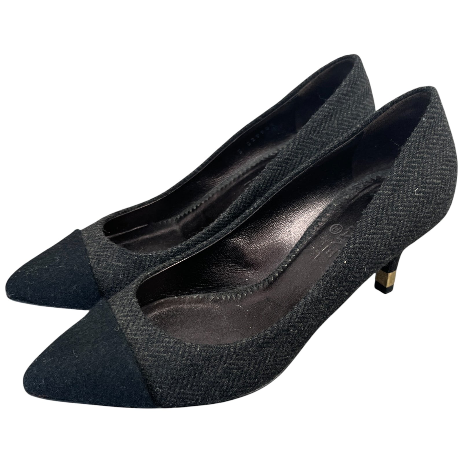 Women's Cap Toe Kitten Heels Black Size EU 36 / UK 3 - Photo 9