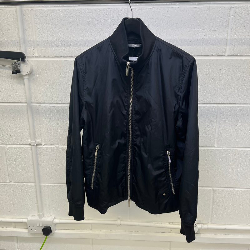Men's Nylon Zip Up Windbreaker Black Size XL