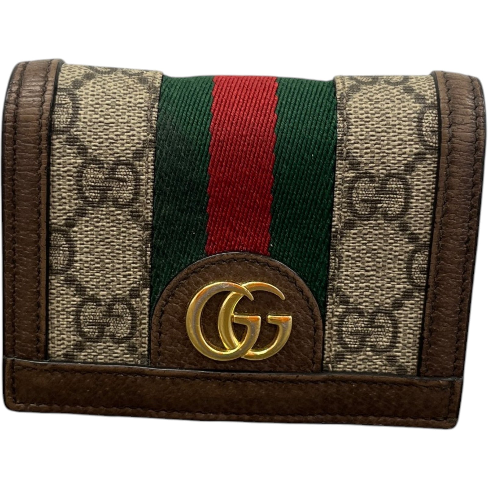 Men's Ophidia Gg Card Case Wallet Brown - Photo 1