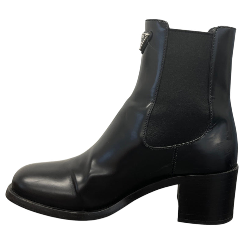 Women's Enameled Plaque Logo Boots Black Size UK 4 / EU 37