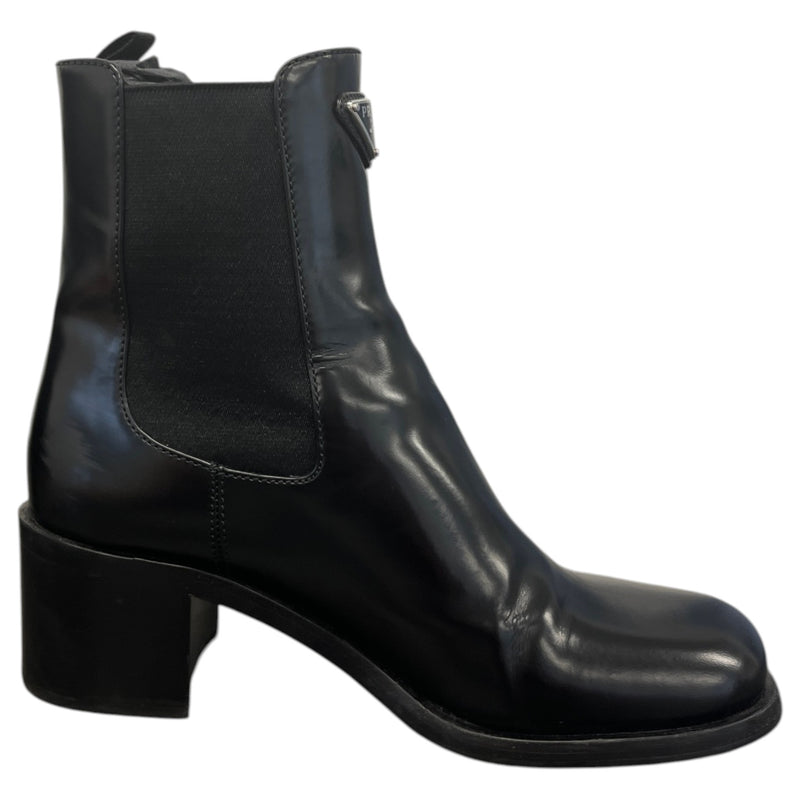 Women's Enameled Plaque Logo Boots Black Size UK 4 / EU 37