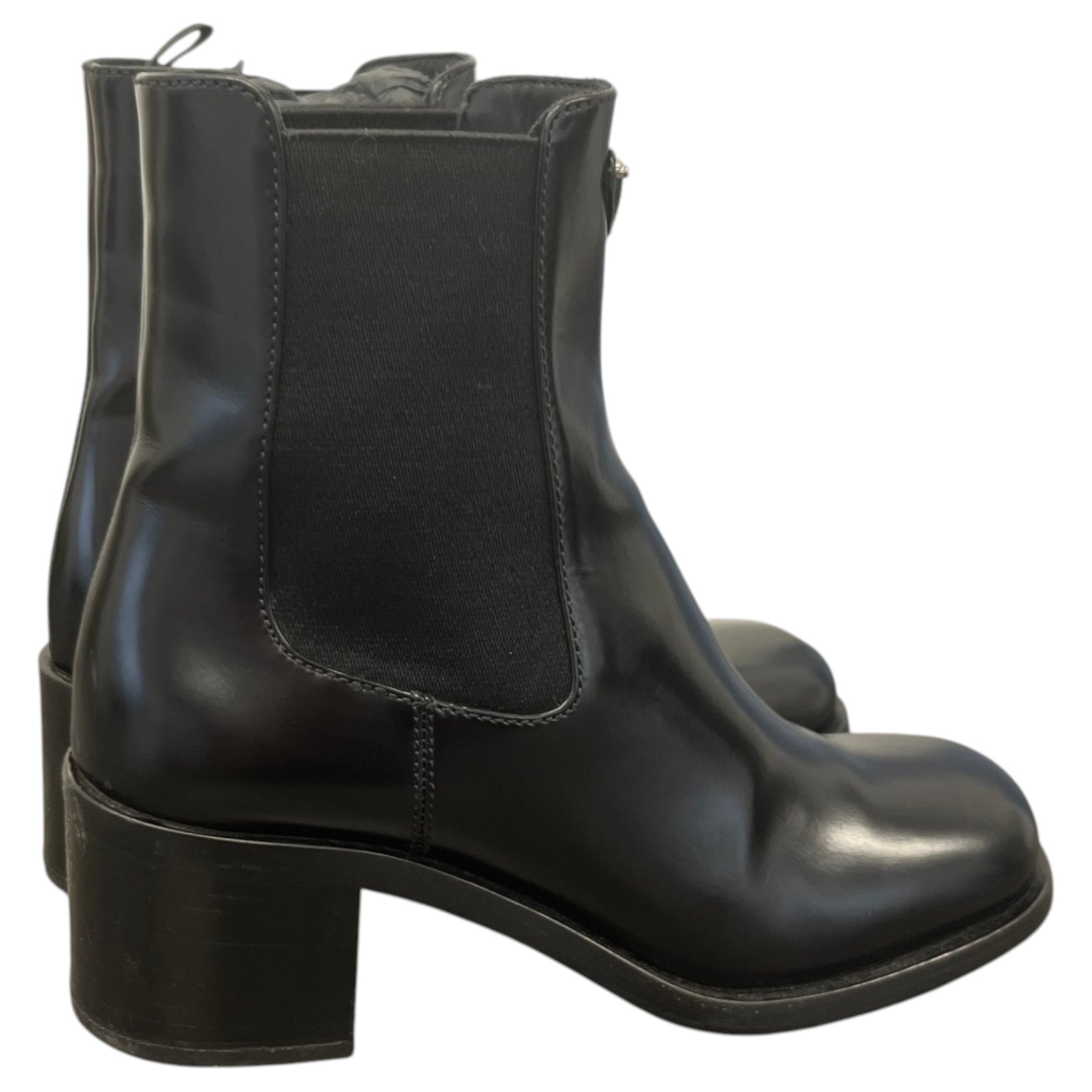 Women's Enameled Plaque Logo Boots Black Size UK 4 / EU 37 - Photo 8