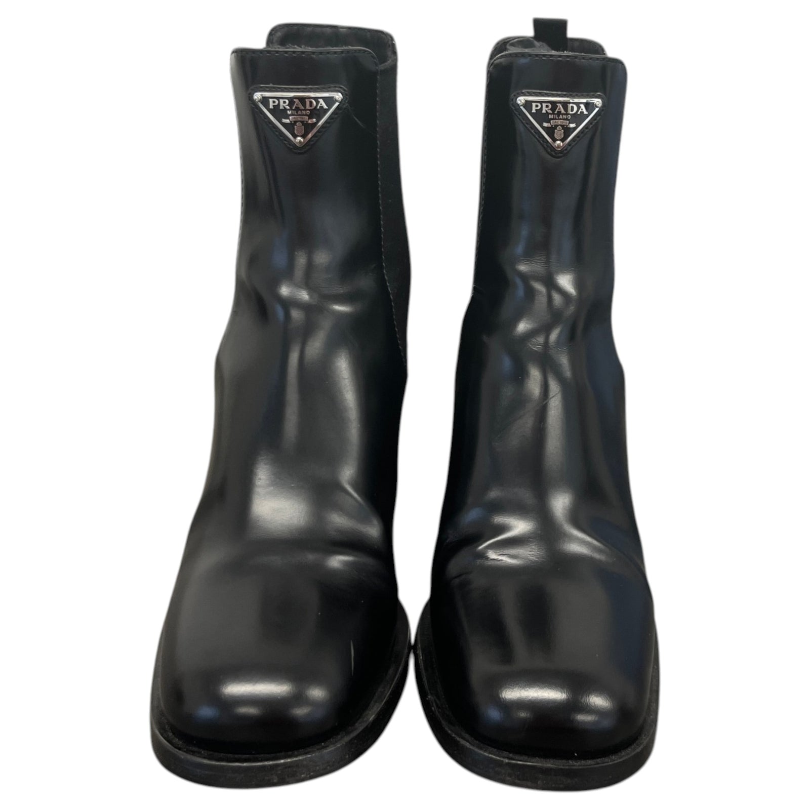 Women's Enameled Plaque Logo Boots Black Size UK 4 / EU 37 - Photo 6