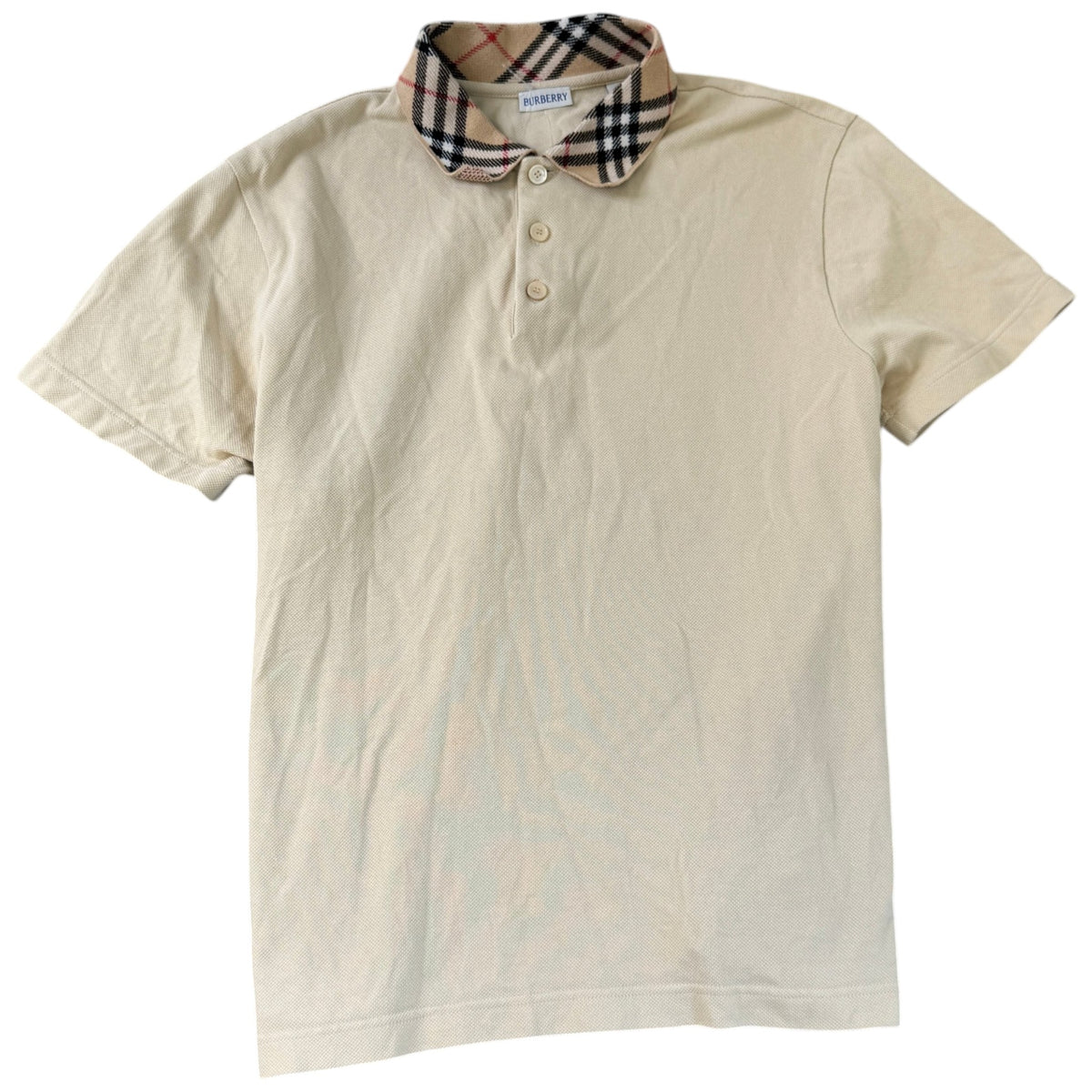 Men's Check Collar Polo Shirt Beige Size XXL - Photo 1
