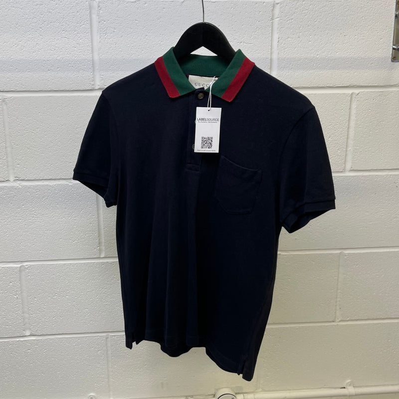 Men's Web Collar Polo Shirt Navy Size M