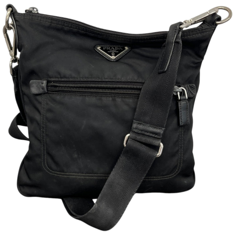 Men's Re Nylon Plaque Logo Messenger Bag Black