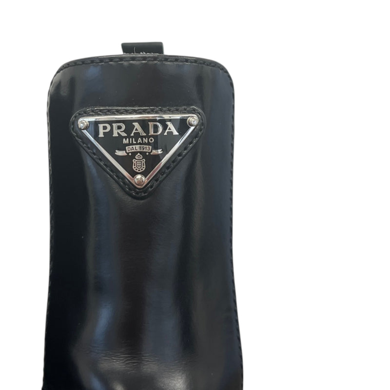 Women's Enameled Plaque Logo Boots Black Size UK 4 / EU 37