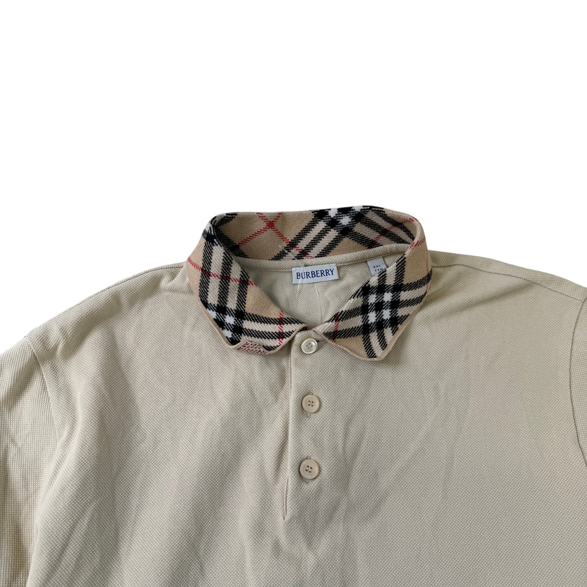 Men's Check Collar Polo Shirt Beige Size XXL - Photo 5