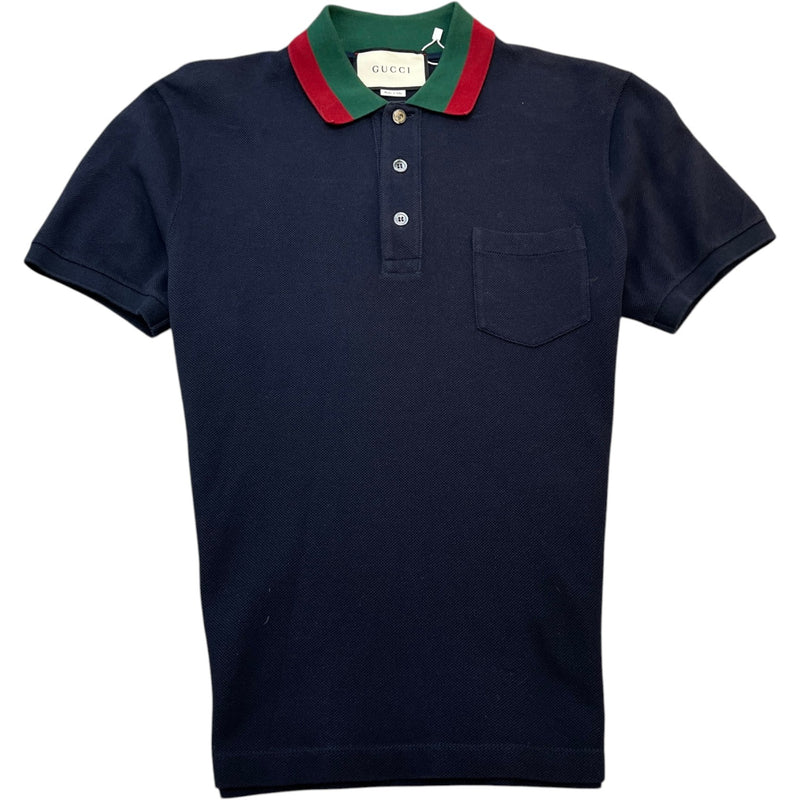 Men's Web Collar Polo Shirt Navy Size M