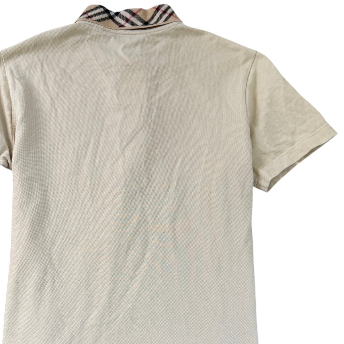 Men's Check Collar Polo Shirt Beige Size XXL - Photo 4