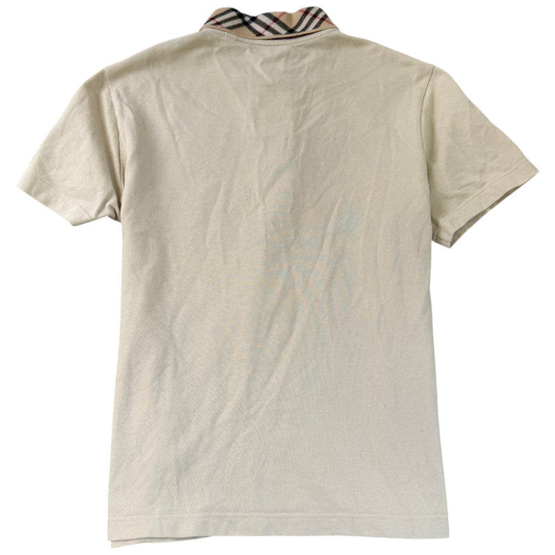 Men's Check Collar Polo Shirt Beige Size XXL