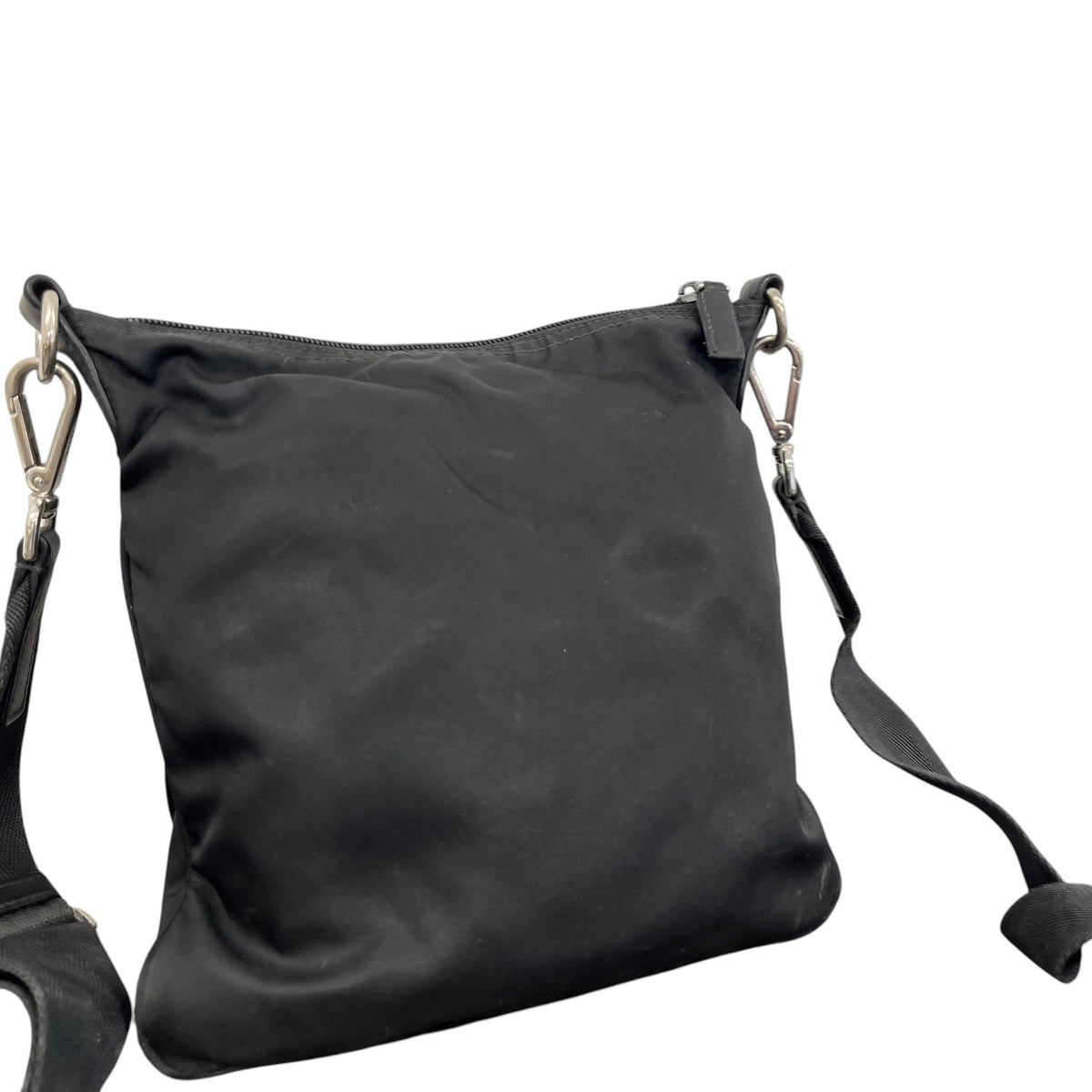 Men's Re Nylon Plaque Logo Messenger Bag Black - Photo 7