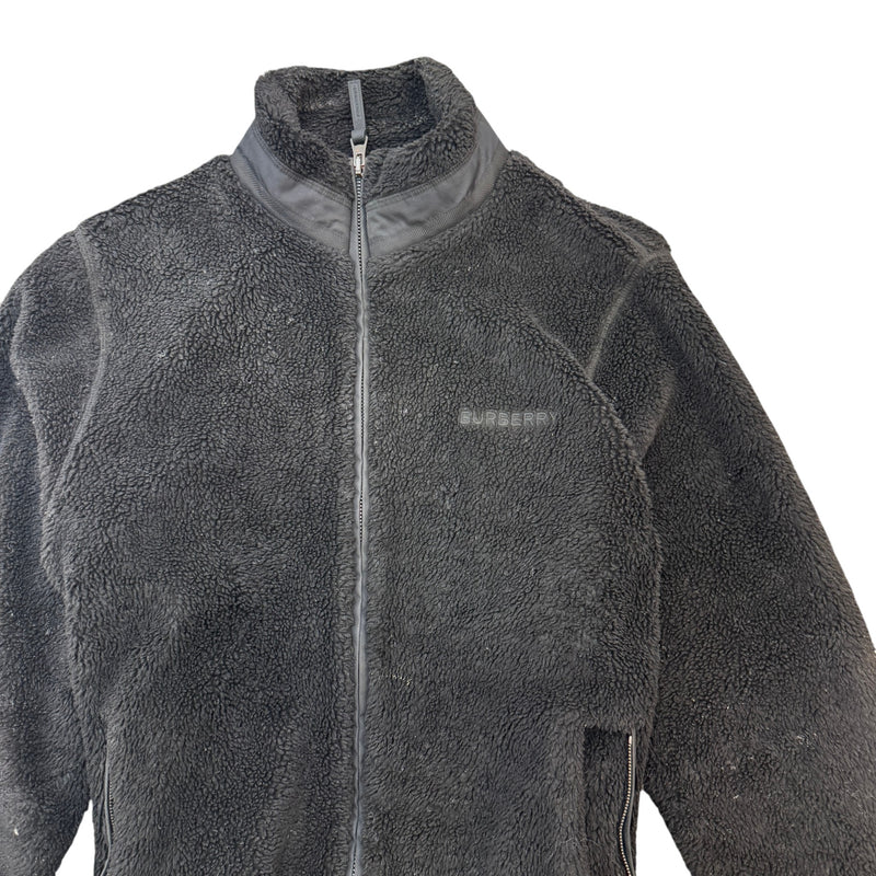 Men's Embroidered Logo Fleece Jacket Black Size L