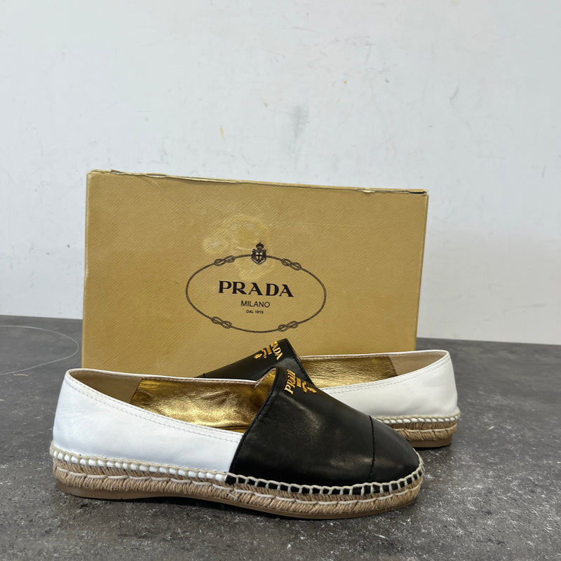 Women's Leather Logo Espadrilles Black Size UK 3.5 / EU 36.5