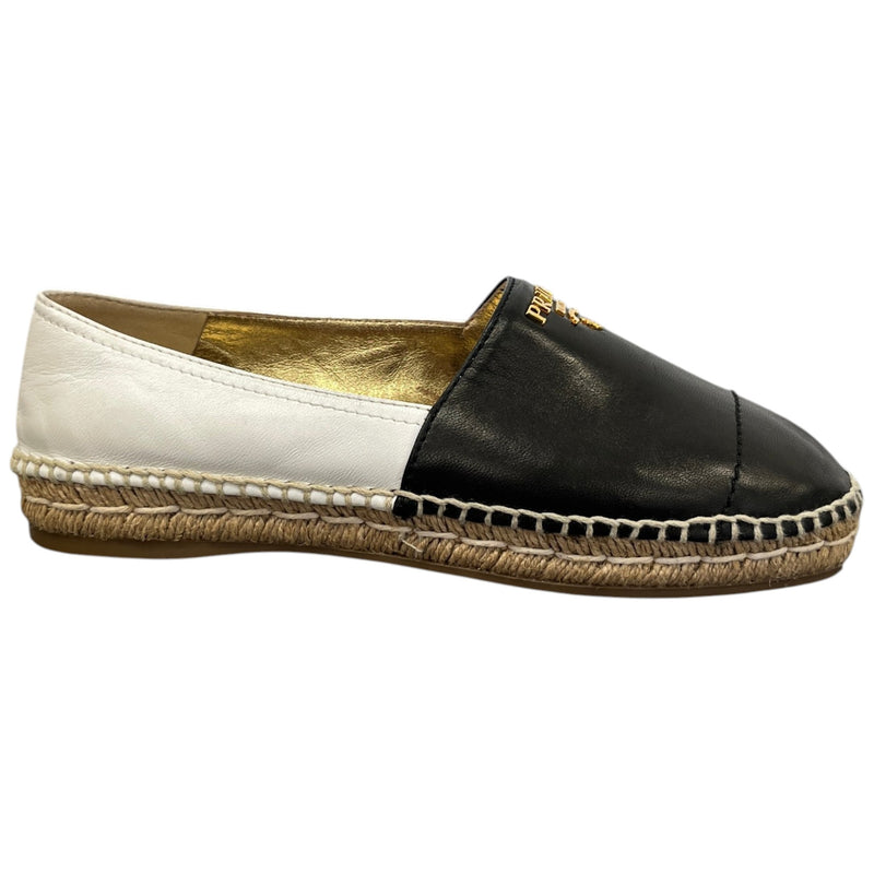 Women's Leather Logo Espadrilles Black Size UK 3.5 / EU 36.5