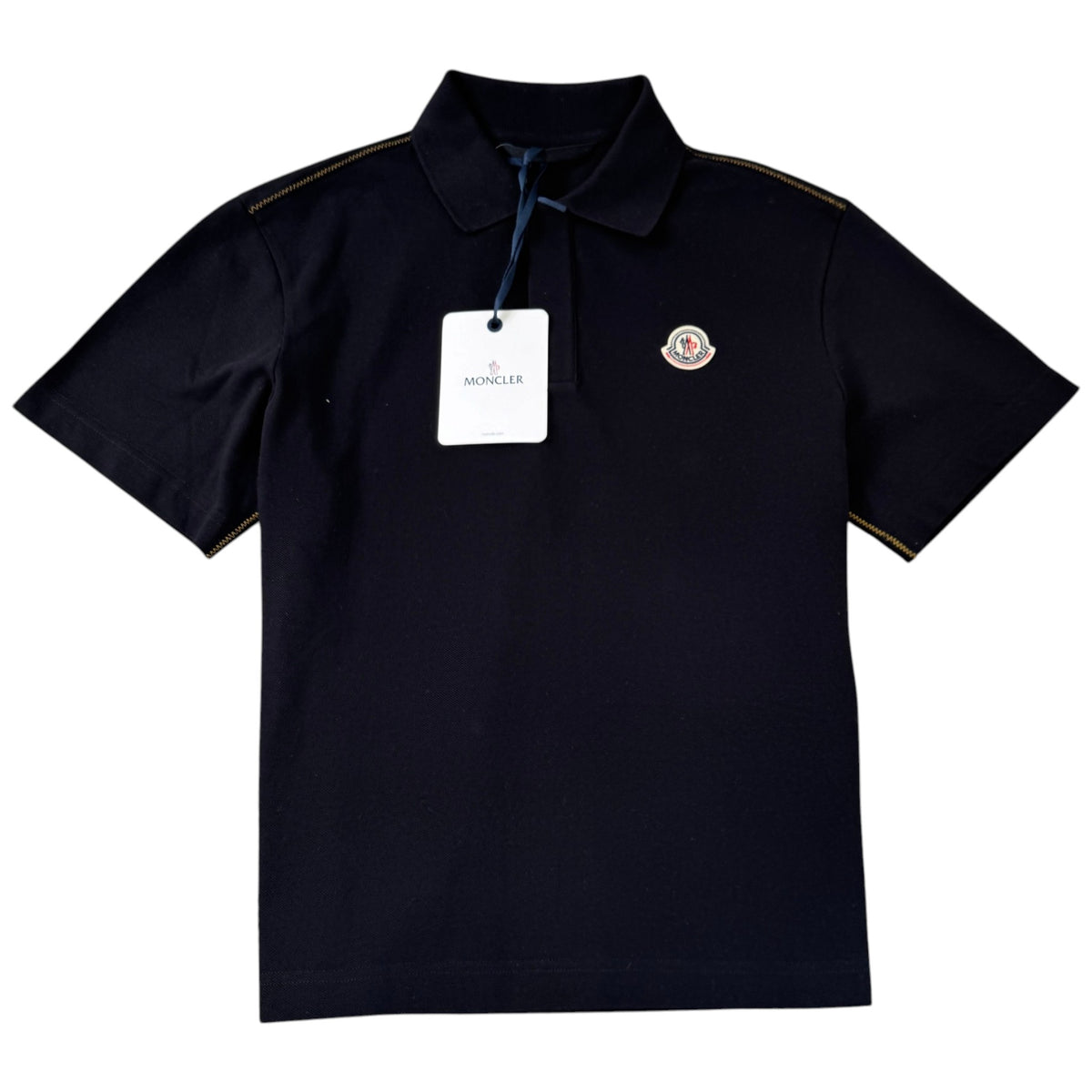 Men's Logo Patch Polo Shirt Black Size S - Photo 1