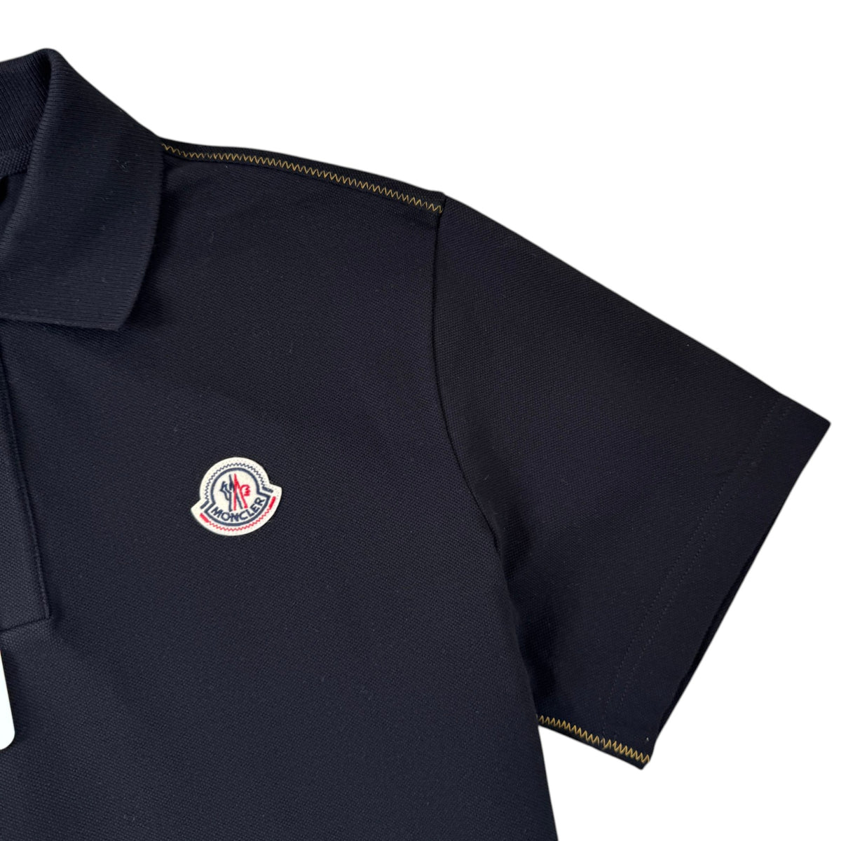 Men's Logo Patch Polo Shirt Black Size S - Photo 5