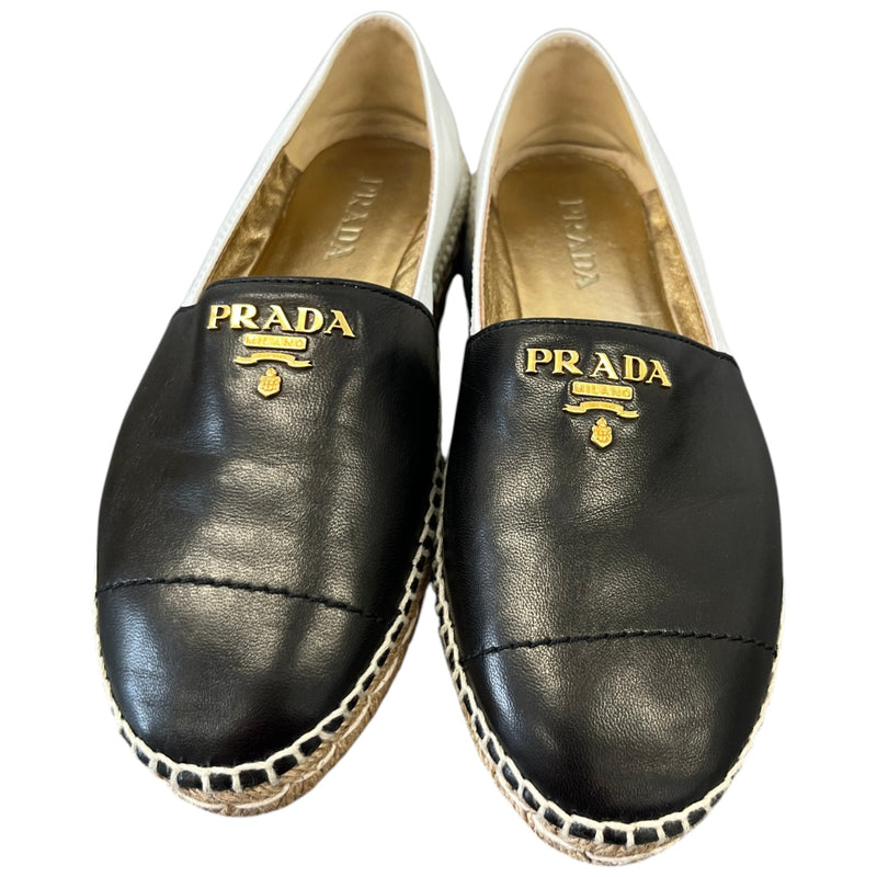 Women's Leather Logo Espadrilles Black Size UK 3.5 / EU 36.5