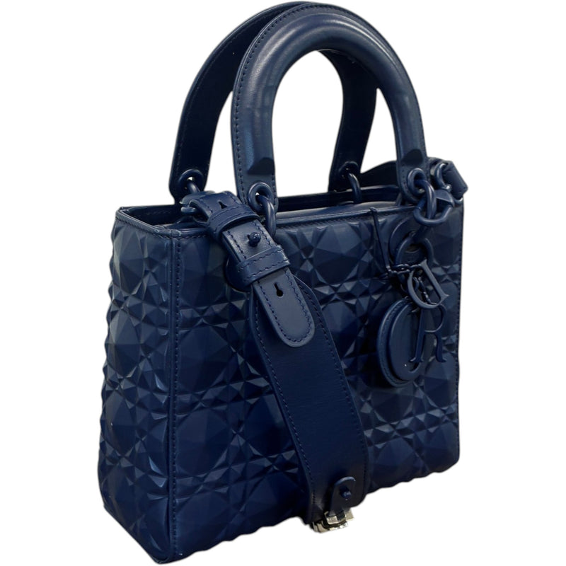Women's Lady Dior Diamond Cannage Quilted Matte Handbag Navy