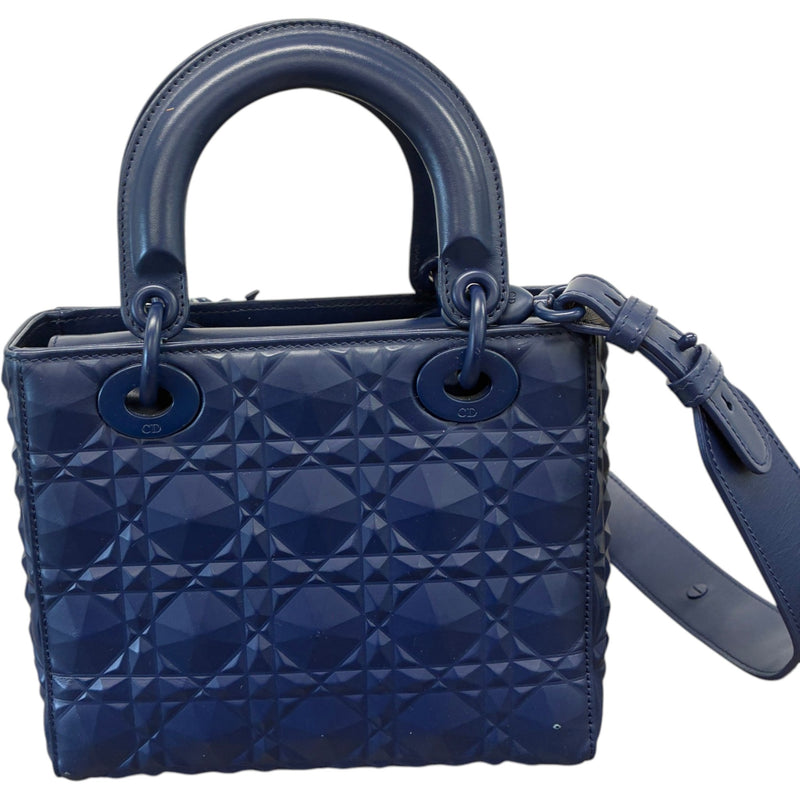 Women's Lady Dior Diamond Cannage Quilted Matte Handbag Navy