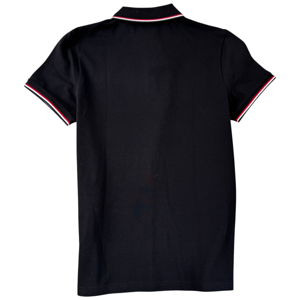 Men's Tricolour Logo Patch Polo Shirt Black Size S - Photo 2