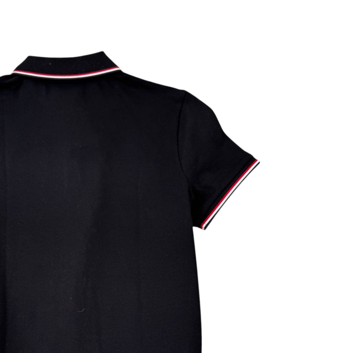 Men's Tricolour Logo Patch Polo Shirt Black Size S - Photo 4